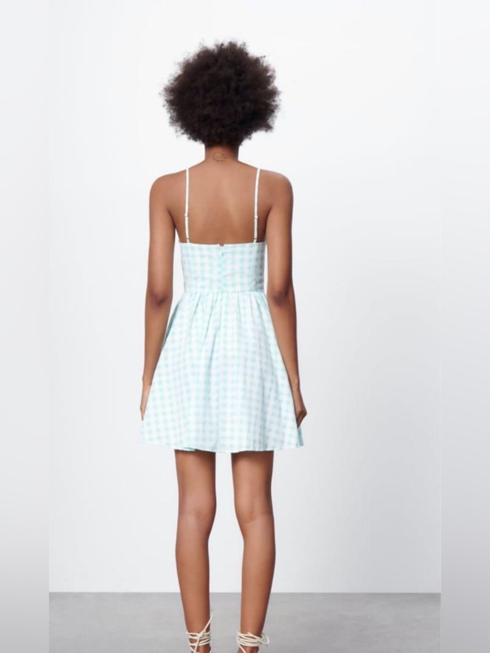 Zara Gingham Floral Embellished Mini Dress Cottagecore Coquette Size M - Picture 2 of 6